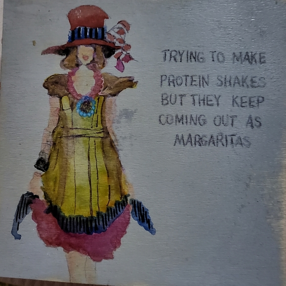 Hand-painted Wood Tile,  5x5 inches,  Can Write Your Own Message On The Back. - Picture 15 of 16